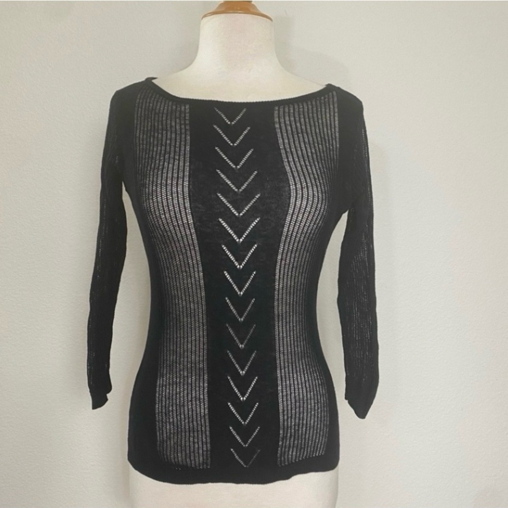 The Limited Women Black Lightweight Knit Cotton Linen Sweater Size Small Classic
